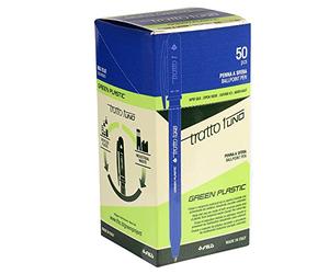 Tratto 93504 Caja 50 Pluma Azul Tracto 1 Verde Punta Media, 1.0 Mm