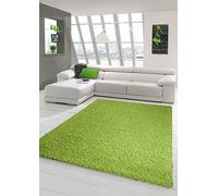 Traum Alfombra lanuda Moqueta Shaggy Suave Salón Sala de Estar Pelo Alto & Largo Verde Unicolor 80 x 150 cm