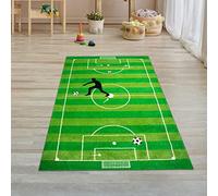 Traum Los niños Alfombra Alfombra Alfombra del Juego de fútbol en niños de la Alfombra Verde Lima Blanco y Negro Größe 80x150 cm
