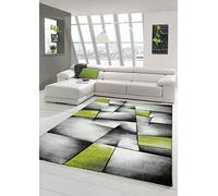 Traum Sala de Estar diseñador Alfombra Alfombra contemporánea alfombras de Pelo bajo con el patrón de Contorno de Corte de Diamante Verde Gris Blanco Negro Größe 80x150 cm