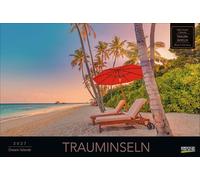 Trauminseln 2027: Großer Foto-Wandkalender mit Bildern von Traumzielen. Edler schwarzer Hintergrund. PhotoArt Panorama Querformat: 58x39 cm.