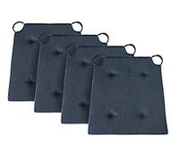 Traumnacht 03770329105 Basic - Cojín para Silla con Funda de algodón, Azul Oscuro, 40 x 42 x 4 cm