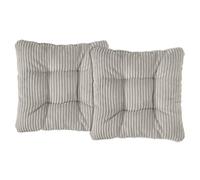 Traumnacht Cojines de Silla Cozy 2 Unidades con Funda de Pana Acolchada, Cojines de Asiento Cómodos para Jardín, Cocina o Comedor, Interior y Exterior, 38 x 38 x 6 cm, Gris Claro