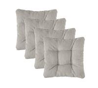 Traumnacht Cojines de Silla Cozy 4 Unidades con Funda de Pana Acolchada, Cojines de Asiento Cómodos para Jardín, Cocina o Comedor, Interior y Exterior, 38 x 38 x 6 cm, Gris Claro