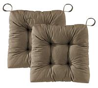 Traumnacht Juego de 2 Cojines para Silla, 38 x 40 x 7 cm, Color Topo, Certificado Öko-Tex, Fabricado según estándares de Calidad Alemana