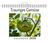 Trauriges Gemüse: Wandkalender 2026, Kalender DIN A4 quer, Monatskalender im Querformat mit Kalendarium, das perfekte Geschenk