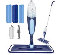TRAV-ROUND - Mopas pulverizadoras para limpieza de suelos, mopa de microfibra para piso de madera con 3 almohadillas reutilizables lavables aptas para Swiffer Powermop para polvo seco, limpieza húmeda