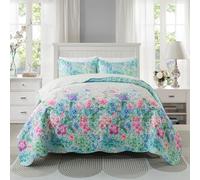 Travan Juego de edredón Floral, Ultra Suave y Resistente a la decoloración, Juego de Cama Queen con 1 edredón y 2 Fundas, Morado, jardín de ensueño