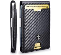 TRAVANDO Austin - Cartera Delgada para Hombre con Clip para Dinero, Bloqueo RFID, Soporte para Tarjetas de crédito Plegable para Hombres con Caja de Regalo (Carbono)