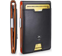 TRAVANDO Cartera con Pinza para Billetes London Bloqueo RFID | Seguridad | Tarjetero Hombre Slim | Billetero | Cartera pequeña de Viaje | Estuche, Protege Tarjetas de crédito (Negro)