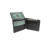 TRAVANDO Cartera Hombre „Berlin“ con Bloqueador RFID, Billetera Negra, Monedero Varón, Portamonedas, Regalo, Wallet, Vertical, Bolsillo Monedas Botón a presión Tarjetera, Compartimientos (Negro)