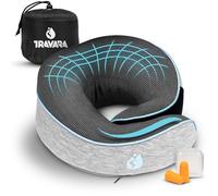 TRAVARA Almohada de Viaje - Cojín Cervical Ergonómico de Espuma con Memoria - Almohada Avión Compacta y Cómoda - Almohada de Viaje para Avión, Tren y Coche