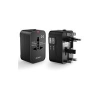 Travel Adapter - JESWO - Universal - 2 USB Ports - Fireproof - 200 Countries