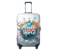 Travel Around The World - Fundas protectoras elásticas para equipaje de 18 a 32 pulgadas, Black, L