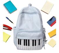 Travel Backpack - Piano Keyboard Print Large Capacity Rucksack, Musical Note Pattern Bookbag, Water Resistant Lightweight Polyester, Padded Laptop Compartment and Breathable Mesh Straps