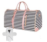 Travel Bag - PU Garment Duffel | Large Capacity Shoes Compartment | Multifunctional Stripe Design, Foldable Lightweight, For Women, Weekend Trips