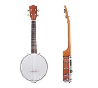 Travel Banjo Set with BJ10 Strings, Capo, Cleaning Cloth - Ukelele de concierto de 4 cuerdas con arce y madera de rosa para principiantes, perfecto para aprender y jugar