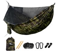 Travel Bird Hamaca de Camping con Mosquitero y Cuerda de Cumbrera, Extragrande para 2 Personas, 290X140Cm, Ligera, con Correas para Árboles, Todo en uno, de Apertura Rápida Para Exteriores, Senderismo