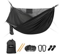 Travel Bird Hamaca de Camping con Mosquitero y Cuerda de Cumbrera, Extragrande para 2 Personas, 290X140Cm, Ligera, con Correas para Árboles, Todo en uno, de Apertura Rápida Para Exteriores, Senderismo