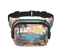 Travel Bliss - Riñonera cuadrada de doble capa con correa ajustable para actividades al aire libre, color negro, talla única, Black, Talla única