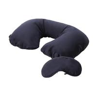 Travel Blue Almohada de Cuello Inflable y Set de Máscara para Dormir - Ideal para Viajar en Coche, Avión, Tren, Oficina - Cojin de Viaje Cuello y Máscara de Ojos para Dormir con Bolsa de Transporte