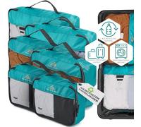 TRAVEL BUDDY® Juego de organizadores de maletas, 100% material reciclado, ultra ligero y lavable, 6 bolsas para tu maleta, color azul petróleo