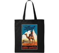 Travel by Trans Australian Railway Across Australia - Póster de estilo retro, bolsa de algodón ecológico natural, color negro, talla única, Negro -, Talla única