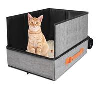 Travel Cat Litter Box, Foldable Pet Carrier, Hard Bottom Tray, Zipper Closure, Odor Control, Easy Cleaning, Compact Storage, Perfect for Travel, Hotel, Camping, 19.69x15.75x5.12 Inches