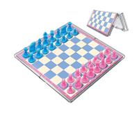 Travel Chess Set - Folding Crystal Pattern Board, Magnetic Chess Game 5.91 Inches, Portable Educational Puzzle Toy, High Grade Synthetic Polymer & Magnet - For Teens and Adult Travel