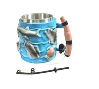 Travel Coffee Cup - 300ml Double Wall Stainless Steel 3D Relief Mug, Fishing Pole Design Drinking Cup for Hot Cold Milk Juice Latte Tea | Portable Beverage Mug for Home Office Travel Father Boyfriend