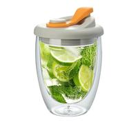 Travel Coffee Mug With Lid - Stylish Double Wall Glass Beer Cup for Everyday Drinks, Clear Insulated Design with Spill Resistant Cover for Coffee, Tea, Smoothies, Latte, Juice and Possert Enjoyment