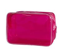 Travel Colorful Cosmetic Bag PVC Transparent Jelly Wash Bag Large Capacity Makeup Pouch Cosmetics Organizer(Rose Red)