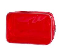 Travel Colorful Cosmetic Bag PVC Transparent Jelly Wash Bag Large Capacity Makeup Pouch Cosmetics Organizer(Red)