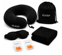 Travel Comfort - Juego de 2 pares de tapones de poliuretano para los oídos y bolsa de almacenamiento Oxford, manta de forro polar, 2 pares de tapones para los oídos y bolsa de almacenamiento Oxford