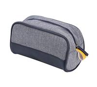 Travel Cosmetic Bag | - Makeup Organizer for Women | Portable Toiletry Case for Gym/Vacation/Business Trip | PU & Cotton Linen, Sturdy Zipper (Azul Marino)