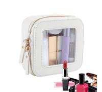 Travel Cosmetic Organizer, Waterproof Makeup Case 5.04x4.92in Portable Storage Bag, Authentic PU Leather, Zippered Closure for Traveling, Home, Camping, Se référer au descriptif, Consulte la