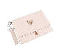 Travel Diaper Pouch - Cute Bear Embroidered Foldable Organizer Bag Multiple Pocket Storage Purse, Stroller Strap Carry Use, Mom Dad Boy Girl Road Trip Work Hospital Nurse Essential Kit