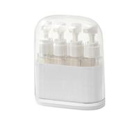 Travel Dispenser Bottles - ABS PC | Leak Proof Refillable Set | Kit de 4 botellas de viaje de 40 ml con etiquetas y básculas para champú, acondicionador, perfume, jabón líquido y gel de