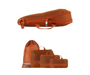 TRAVEL DUDE Bolsa de viaje 'Packing Cubes Set 4 Teilig mit Kompression, Packwürfel, Packtaschen Set für Rucksack & Koffer' naranja oscuro One Size naranja oscuro