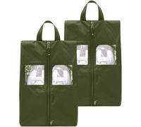 TRAVEL DUDE Juego de 2 bolsas para zapatos con ventana transparente, impermeables, ultraligeras y a prueba de polvo, para zapatos pequeños y grandes, para guardar en maleta, Verde Bosque