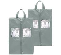 TRAVEL DUDE: Juego de 2 Bolsas para Zapatos con Ventanas Transparentes, Impermeables, ultraligeras y a Prueba de Polvo; Bolsas para Zapatos pequeñas y Grandes, para Guardar en la Maleta; Azul Acero