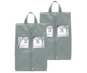 TRAVEL DUDE: Juego de 2 Bolsas para Zapatos con Ventanas Transparentes, Impermeables, ultraligeras y a Prueba de Polvo; Bolsas para Zapatos pequeñas y Grandes, para Guardar en la Maleta; Azul Acero
