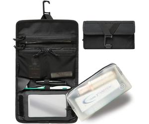 TRAVEL DUDE - Neceser plegable y de colgar para hombre y mujer - Plano y compacto - Bolsa de ducha pequeña para camping con 1