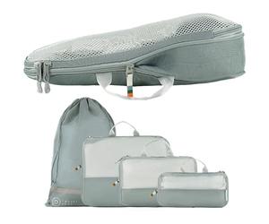 TRAVEL DUDE Organizador de Maletas con Bolsas de Compresión para Equipaje | De Botellas de Plástico Recicladas | Bolsas Organizadoras Maleta | Packing Cubes (Azul Acero, 4 piezas)
