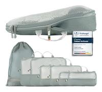 TRAVEL DUDE Organizador Maleta con Compresión - Packing Cubes de Viaje, Bolsas Organizadoras Maleta para Ropa, Organizadores de Maletas y Mochila de Viaje (Azul Acero, 7 piezas)