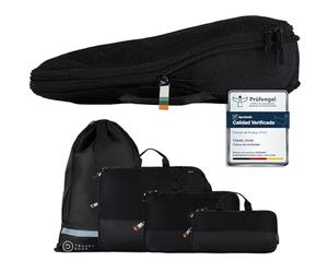 TRAVEL DUDE Organizador Maleta con Compresión - Packing Cubes de Viaje, Bolsas Organizadoras Maleta para Ropa, Organizadores de Maletas y Mochila de Viaje (Negro, 4 piezas)