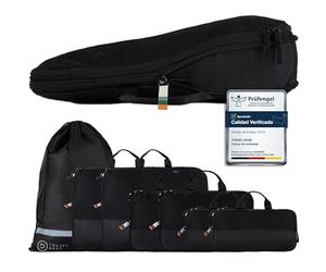 TRAVEL DUDE Organizador Maleta con Compresión - Packing Cubes de Viaje, Bolsas Organizadoras Maleta para Ropa, Organizadores de Maletas y Mochila de Viaje (Negro, 7 piezas)