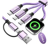 Travel Essentials - Cable de carga múltiple para iWatch Ultra/11-1/iPhone 17-15/Galaxy S25-22, 5F Morado