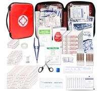 Travel-First Aid-Kit Car-Home 300PCS Survival-Kit Outdoor-Adventure - Small Portable Red Emergency Essential Sets Office Hiking Camping Business Public Must Have First Aid Gear Equipment 1st Aid