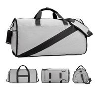 Travel Garment Bag, Garment Bag with Shoulder Strap, Waterproof Foldable Weekend Purse with Shoe Pouch, 54.5x29x30cm Ideal for Business Trips and Vacation, Gray and Black